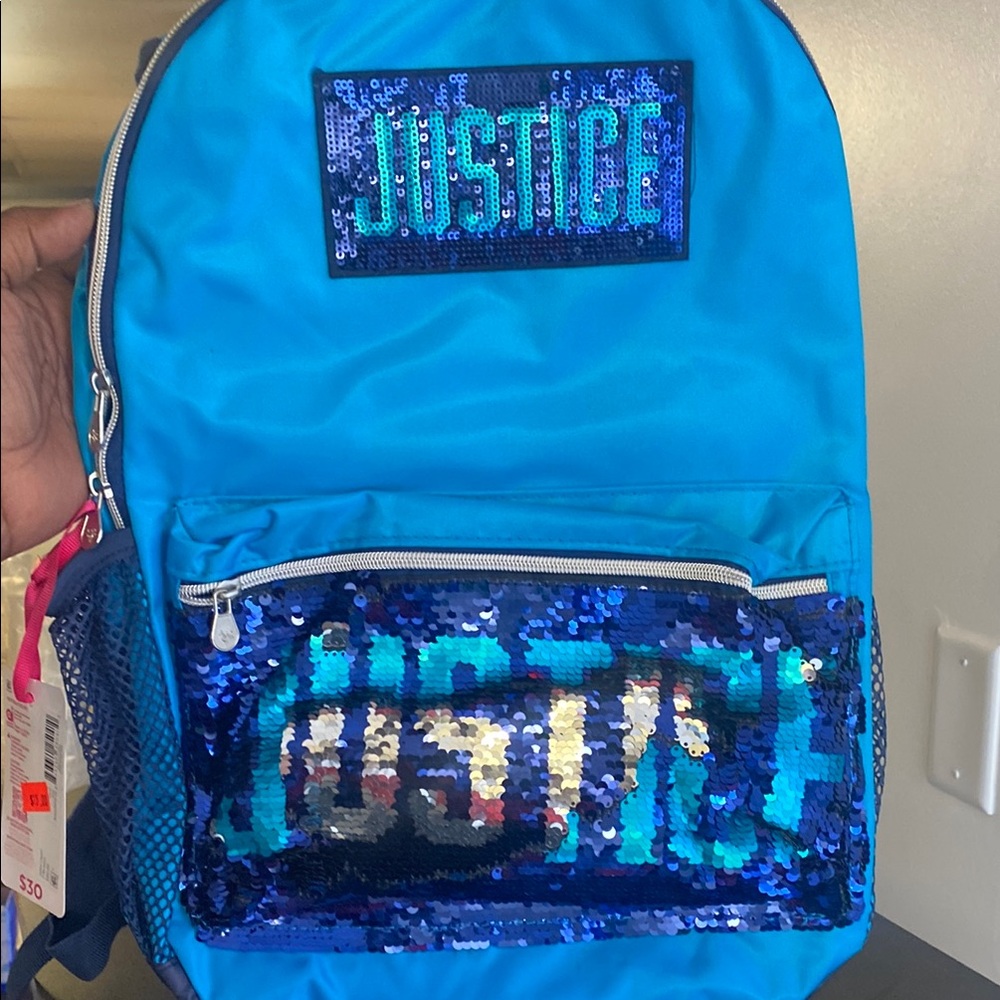Justice Vibrant Blue Sequin Backpack